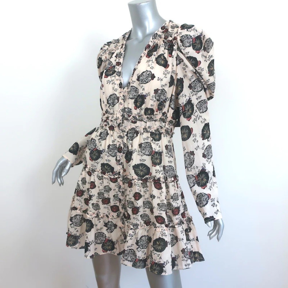 Ulla Johnson Ruffled Mini Dress Winsor Gardenia Print Voile Size 6 NEW - Picture 3 of 7